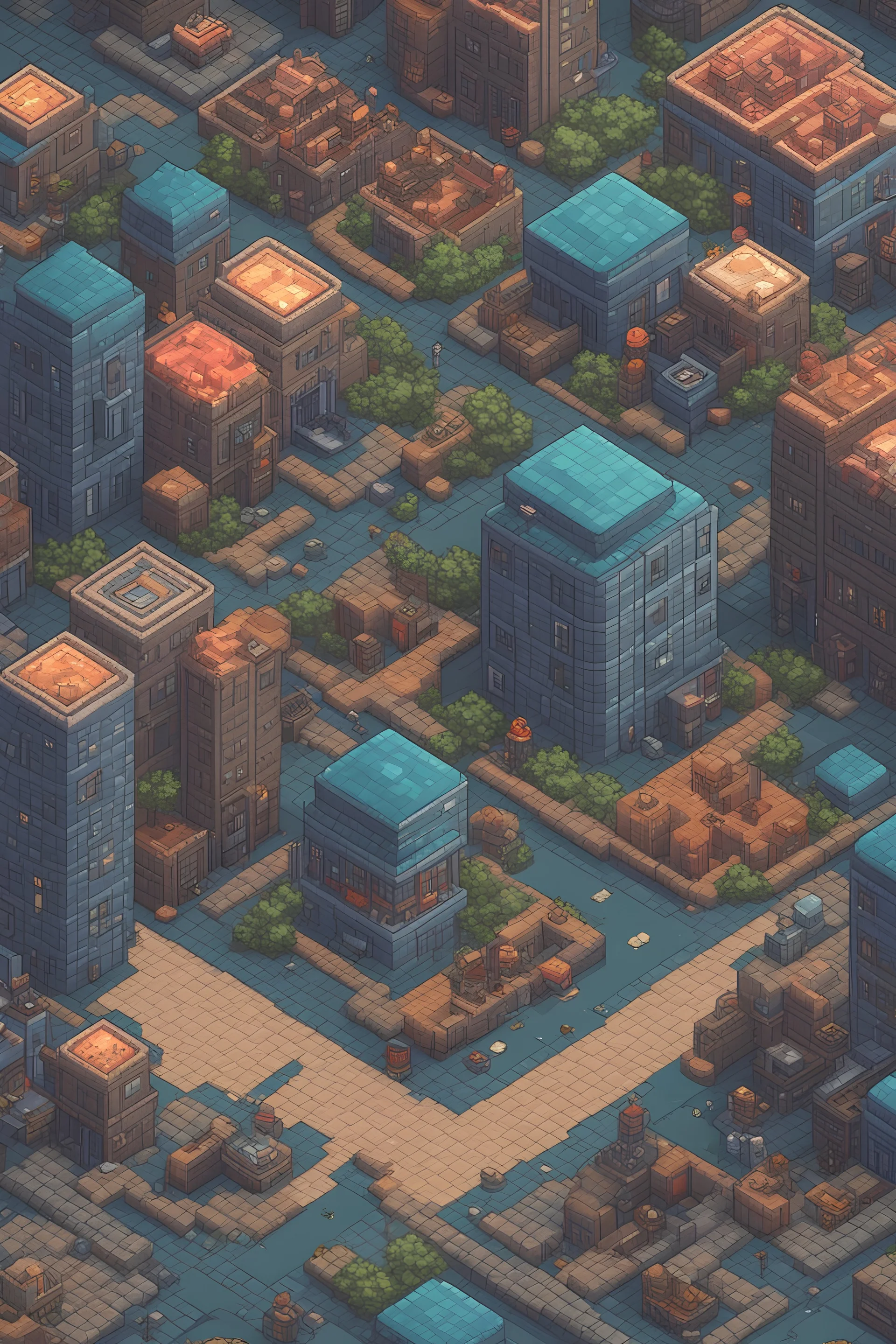 tilemap , retro pixel art, virtual city