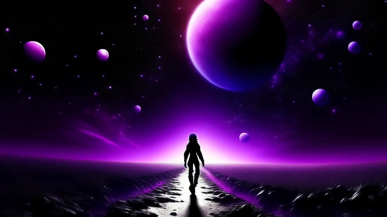 matrix universe, space, planets, god creation walking on light, purple