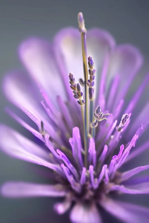 The cover of the song contains the lavender flower written on it the birth of a star Its color is white with lavin flower Photorealistic