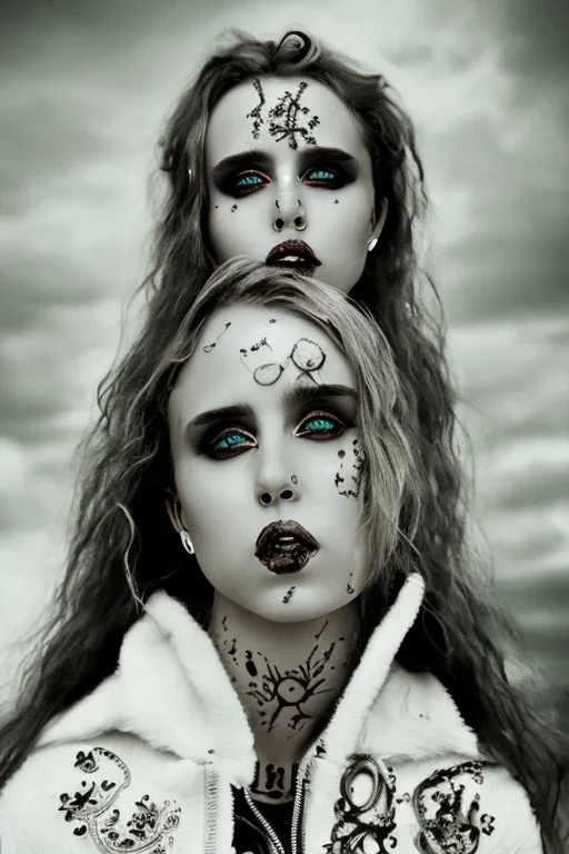 Danish singer MØ face, darkness style witch sad end hell sureal blood