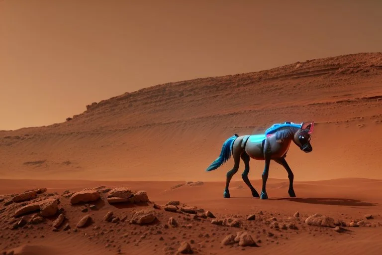 centaur in full-length neon light on Mars