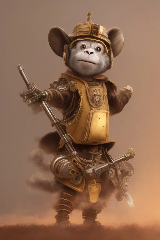 cute steampunk mechanical monkey with wings