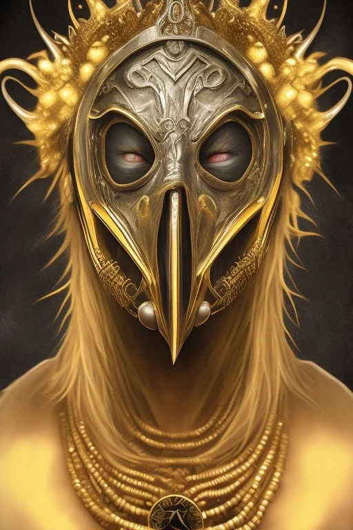 Realistic anime black metal corpsepaint Slipknot mask god with golden crown full body