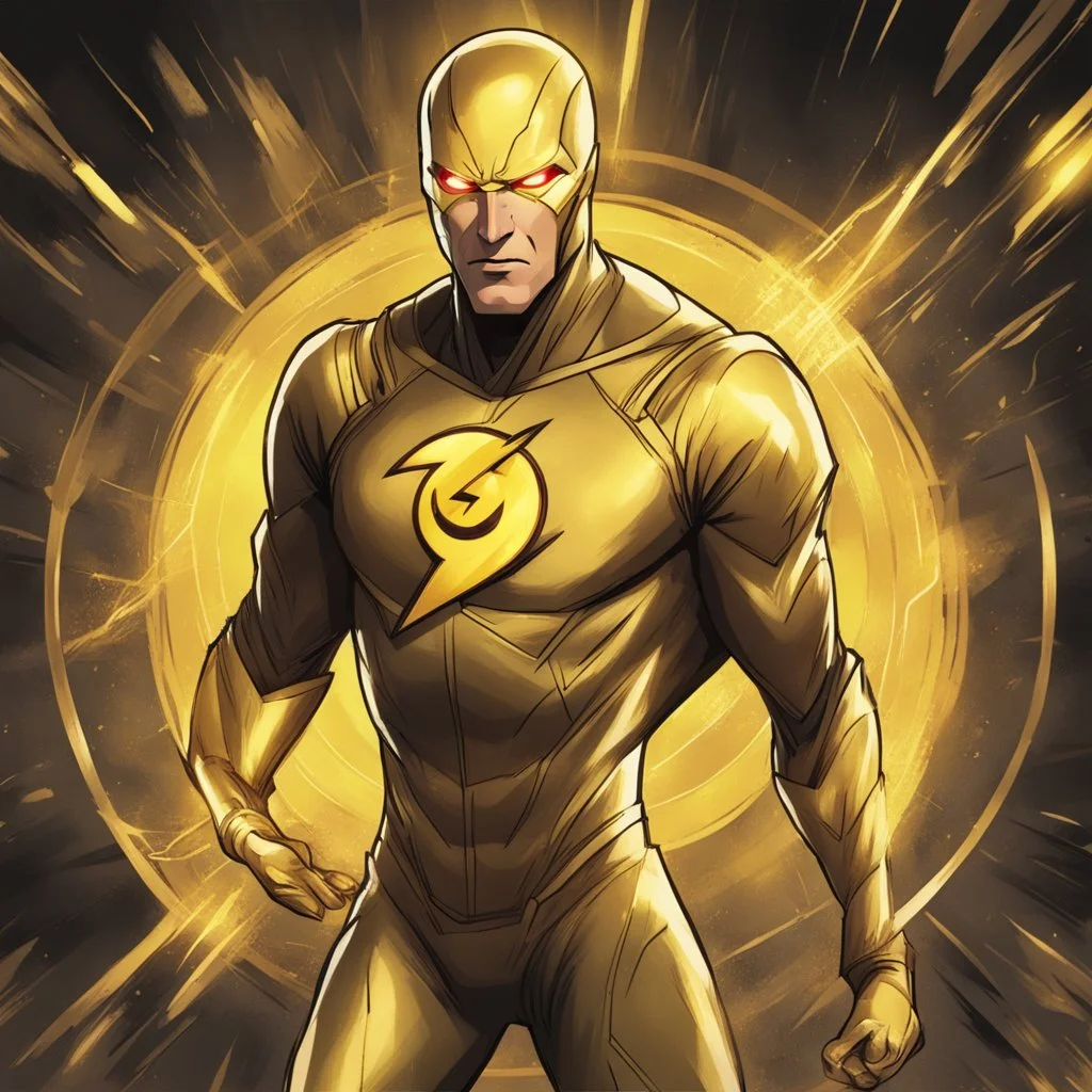 reverse flash animated inside a golden cirkle that looks like a medalion