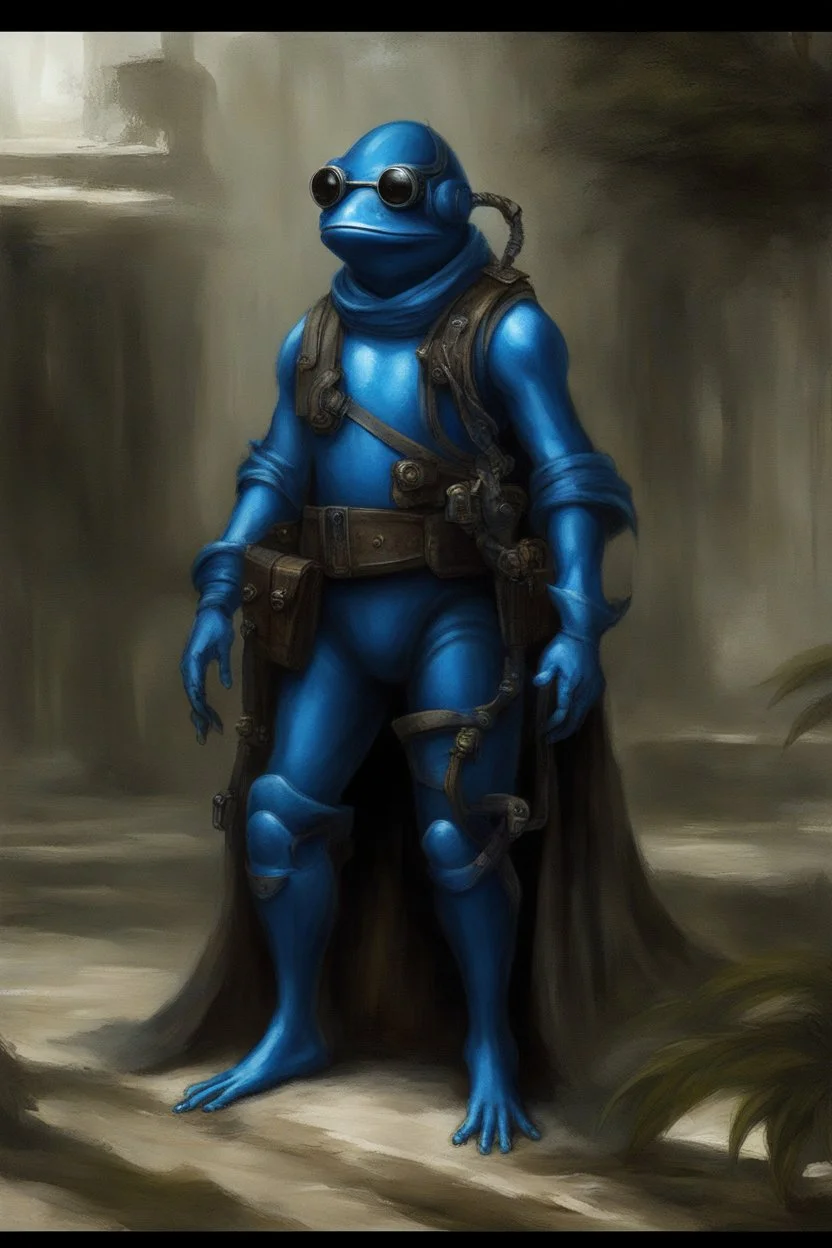blue frogman spy humanoid medival