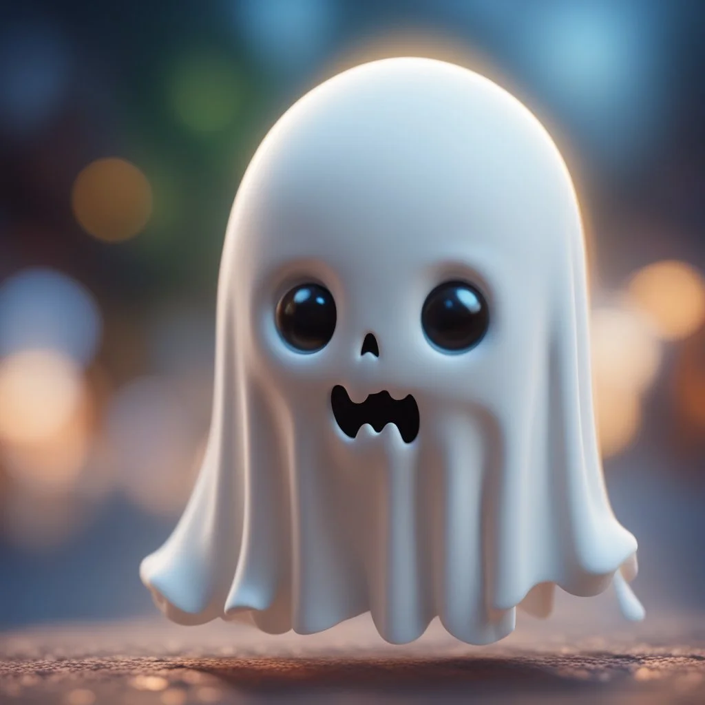 cute ghost head floating with no neck or body,bokeh like f/0.8, tilt-shift lens 8k, high detail, smooth render, down-light, unreal engine