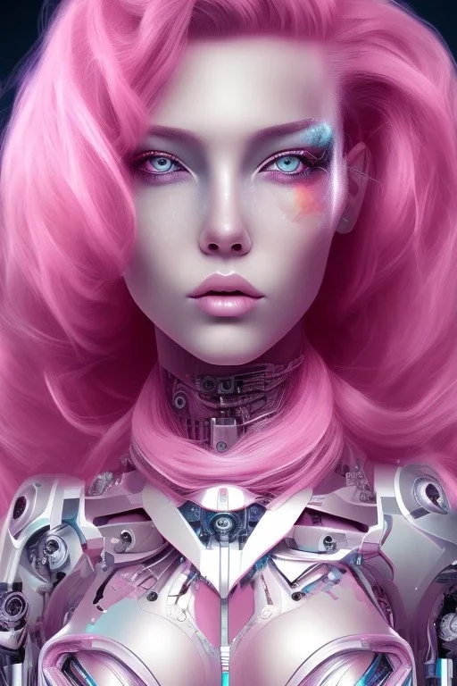 cyborg, pink hair, seven , perfekt eye, real, dream