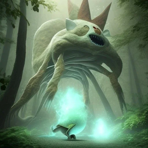 Mystery pokemon,Ambiance dramatique, hyperrealisme, 8k, high quality, lot of details, portrait,