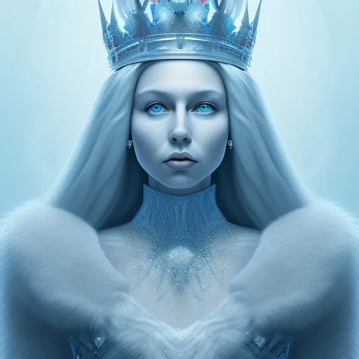 ice kingdom digital painting of queen, a symmetrical face, perfect eyes, crystal - clear ice, majestic, ice fractal, Fantasy, Illustration, Character Design, magician