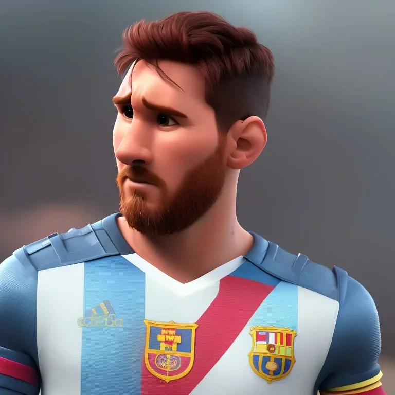 portrait,lionel messi robot, wearing argentina, post-apocalyptic in a football stadium, realistic, intriacte detail, sci-fi fantasy style, volumetric lighting, particales,highly detailed,cinamatic, deep colours,8k