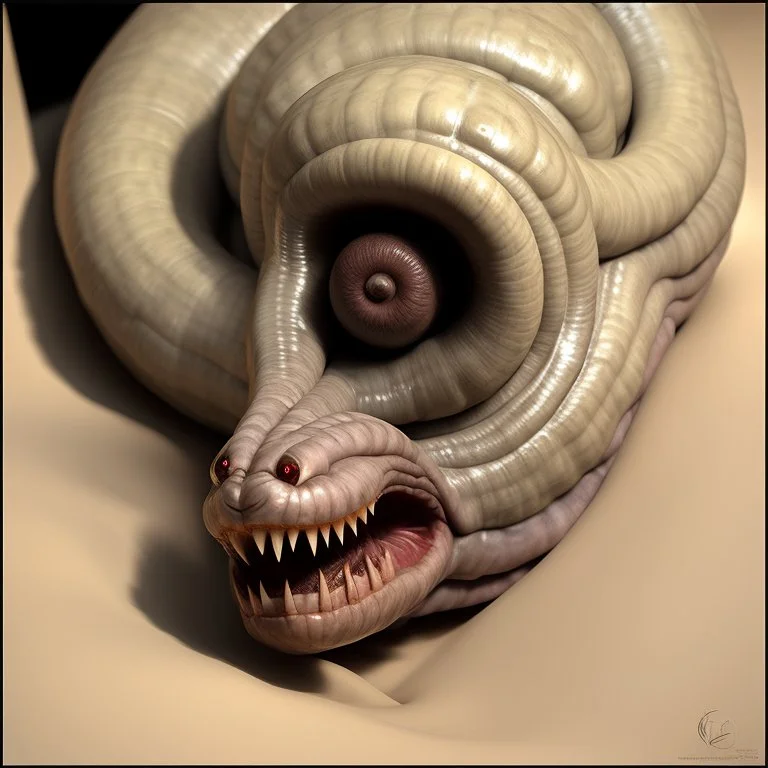 in style of Daniel Merriam, mongolian death worms, writhing, sinister, tangle, dreamscape, hyperrealism, surreal, 3D rendered, volumetric lighting.