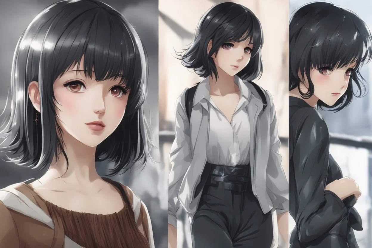 elizabeth with short black hair in 8k 2D anime realistic drawing style, elizabeth custom, close picture, rain, highly detailed, high details, detailed portrait, masterpiece,ultra detailed, ultra quality