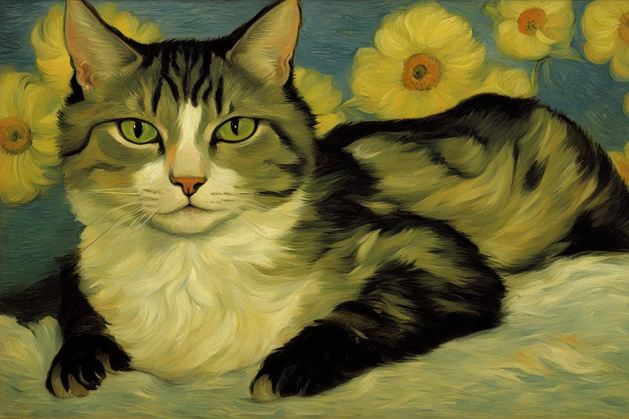 Portrait of a cat by Van Gogh