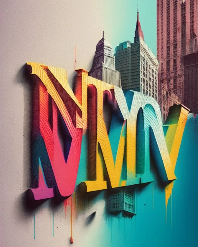 Writing New York in colour text