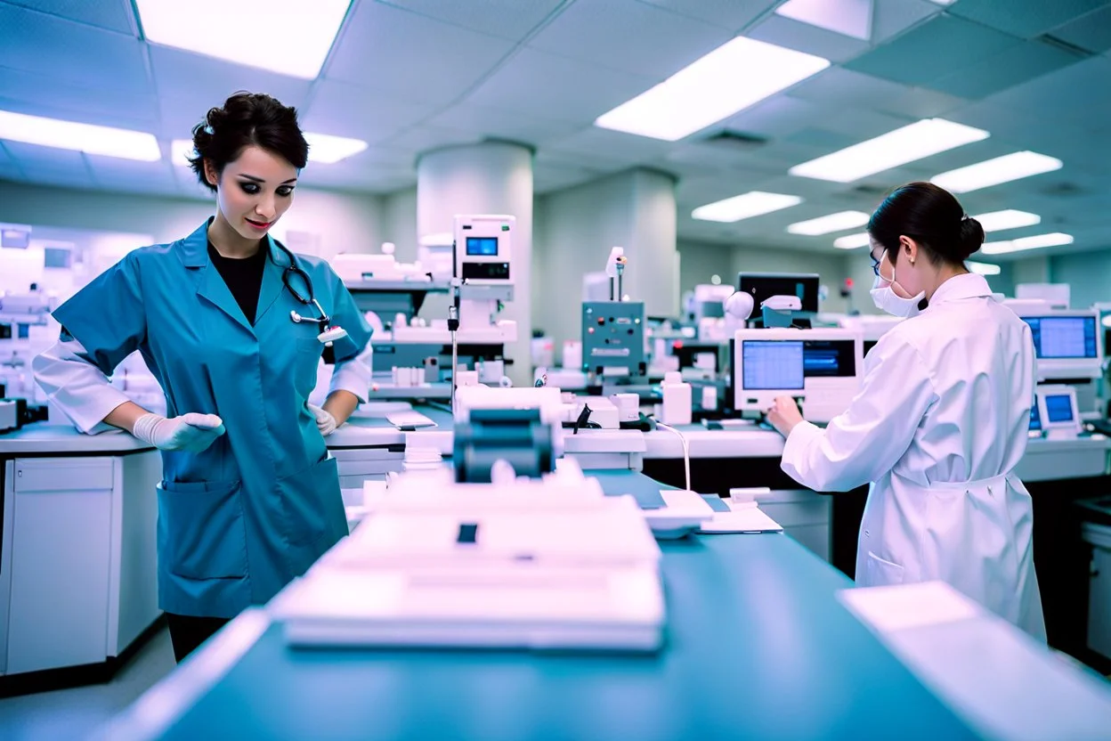 The ER, short staffed due to a staff-wide humor imbalance, scientist, Dystopian, Hyper detailed, Extreme depth of field, bokeh blur, Alberta all-natural, in the style of candid, imperfection, natural lighting, Professional shot, shot on Agfa, Fuji Film, Anamorphic lens, 1690s, --ar 4:5 --w 150 --style raw