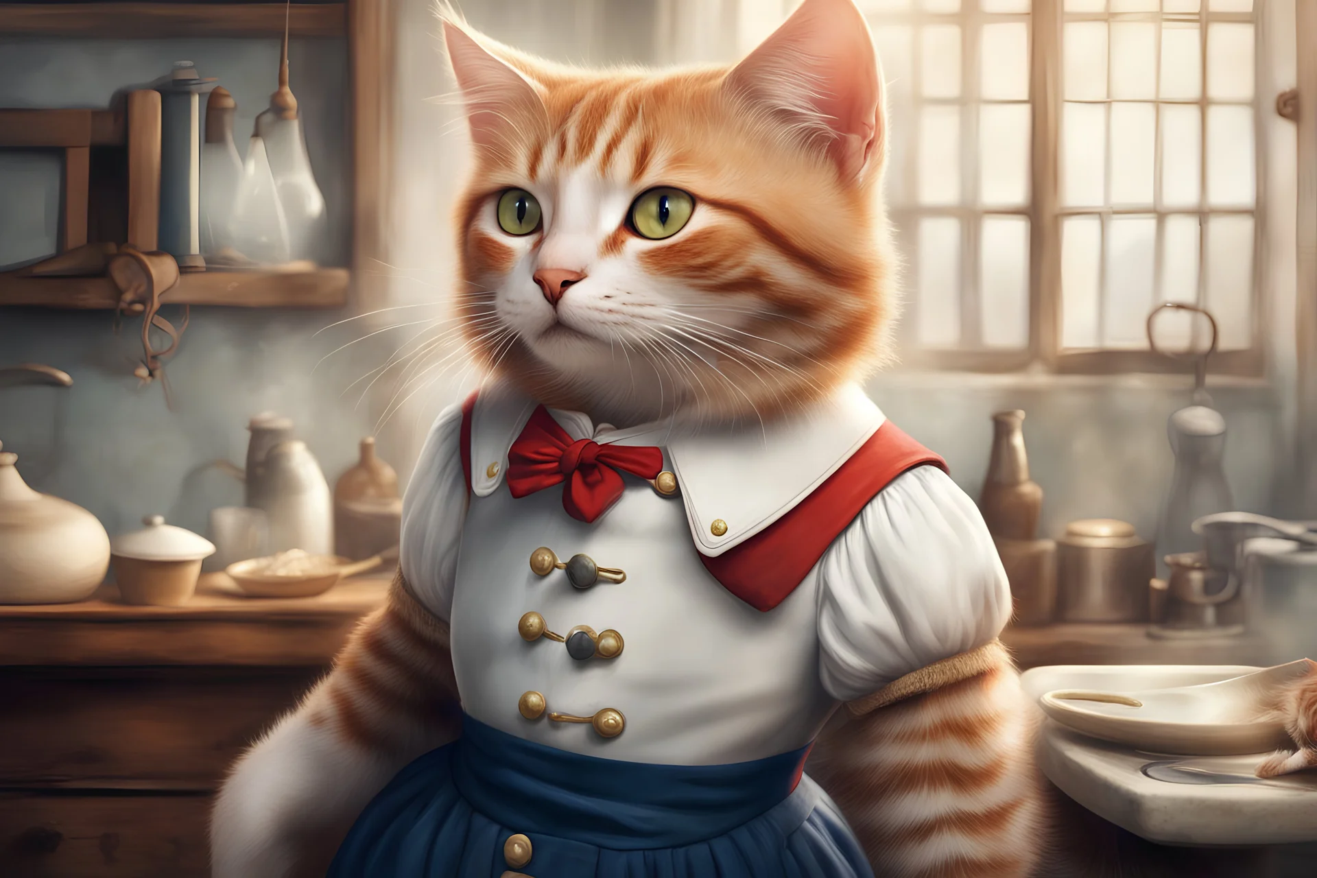 The sailor did not look like reality: it was made as if to order, according to a trembling feline invention stored somewhere deep in the heart. Leopold has long dreamed that someone other than mice would appear in his life. For example, a kind, red-haired kitty who loves to cook and sing. She's smart enough to stand up for herself, but not smart enough to hurt anyone. And life gave him a Sailor. Even if he wasn't a cat, he wasn't even a woman, but he really turned out to be extremely kind. For s