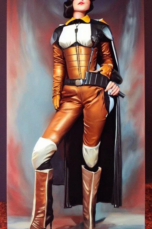 Full body portrait, painting, medium shot lady style of The Rocketeer