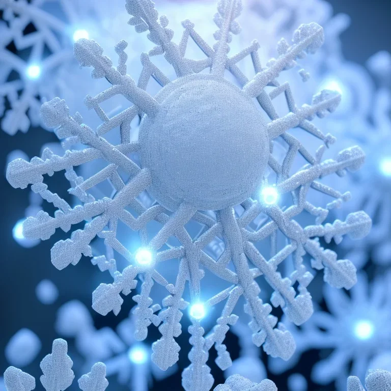  octane render, 8k high detail, snowflake, macro photography