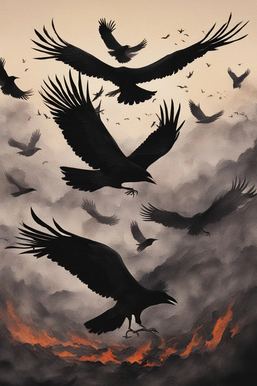 crows circling the fire