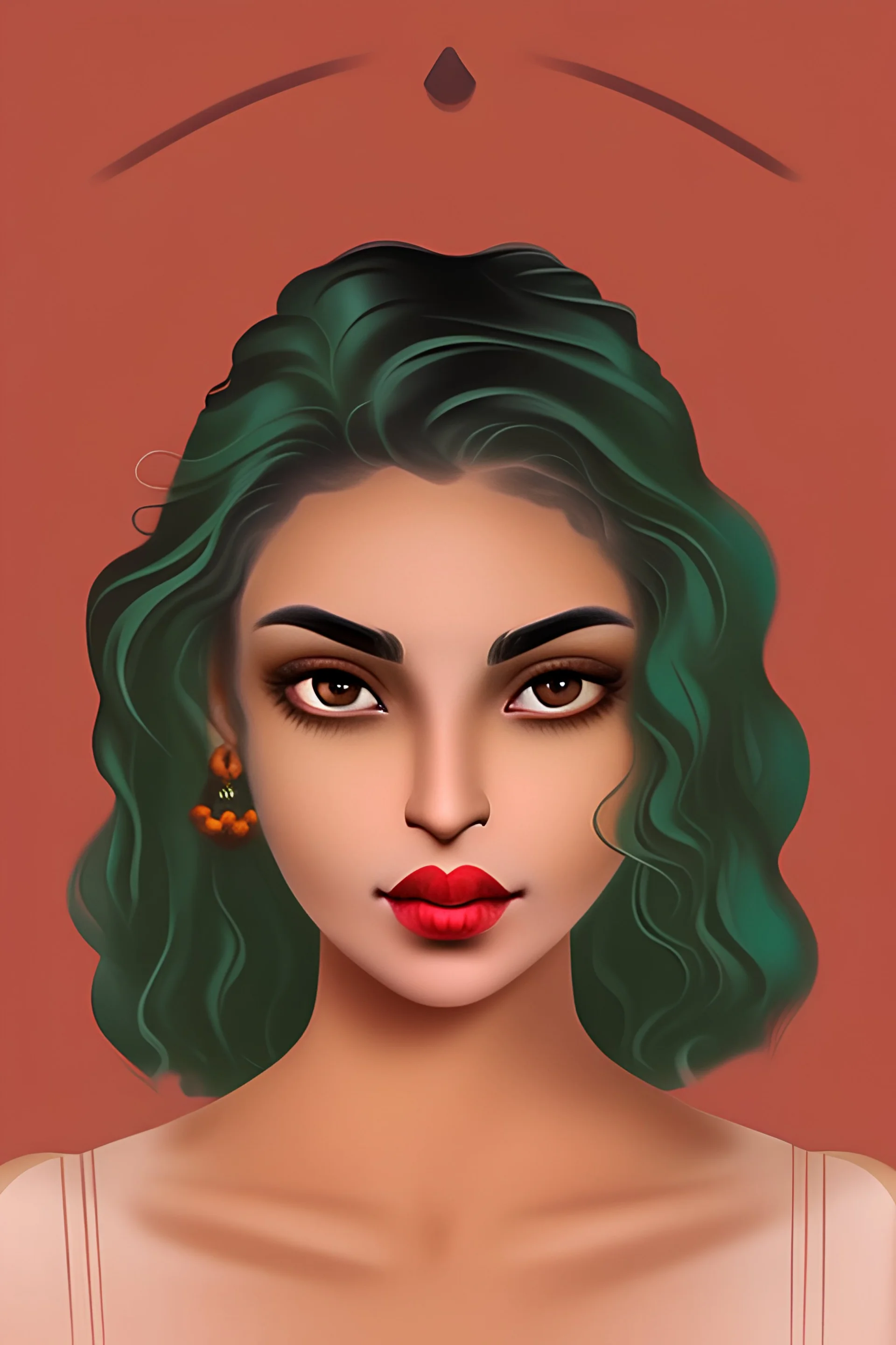 Sita is a woman of mixed heritage, with a complexion that reflects her Indian and European ancestry. Her eyes are a piercing purple, framed by thick, dark lashes, and her hair is jet green, often styled in loose waves that fall around her face. She has a small nose and full lips, which she accentuates with deep red lipstick. She is of average height and has a toned, athletic build. Her wardrobe is a mix of classic and modern styles, often wearing tailored suits that highlight her curves. She has