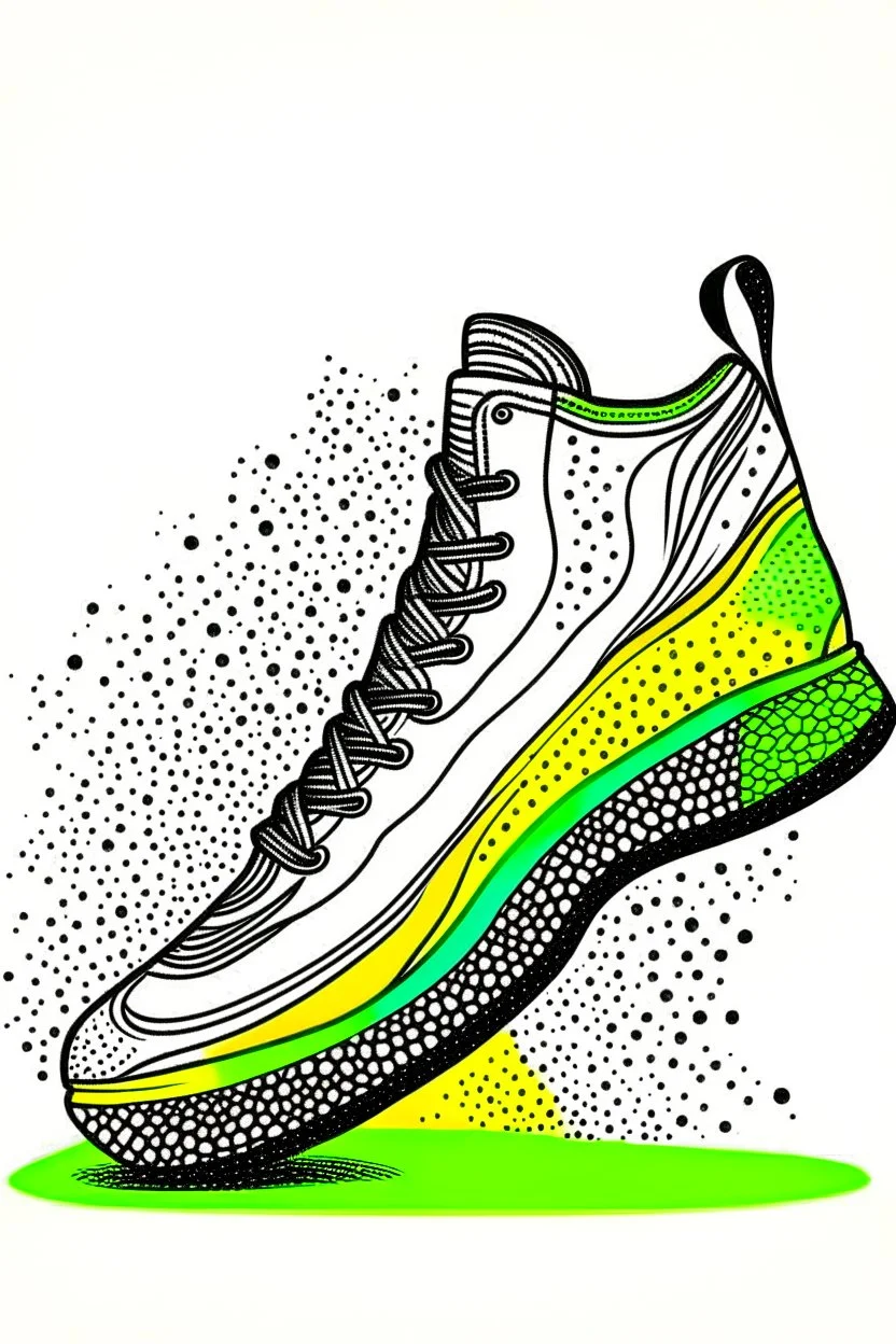 Draw the bottom of a shoe as viewed directly from the bottom. The shoe is white and made entirely from the shapes of ghosts in the style of Salvador Dali’s “the face of war”. Use no more than 4 colours.