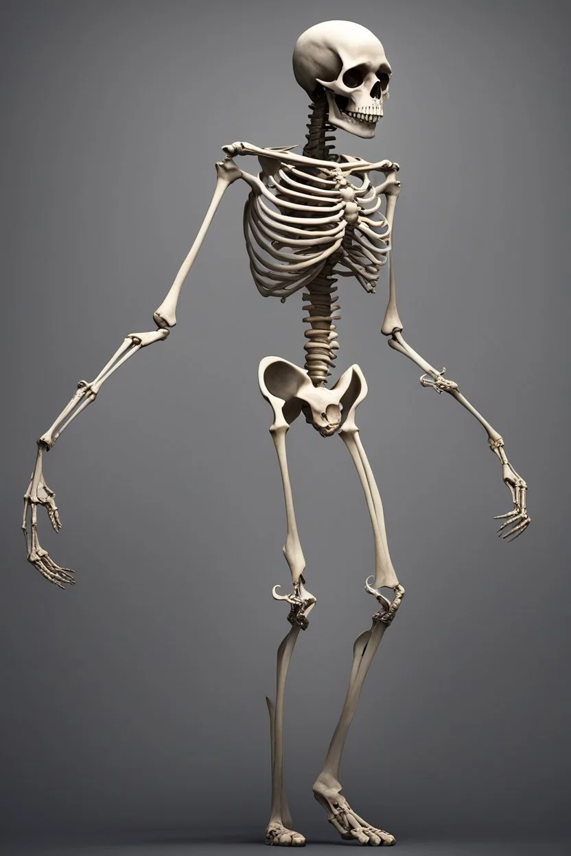 A graceful skeleton demigod floating through a ...