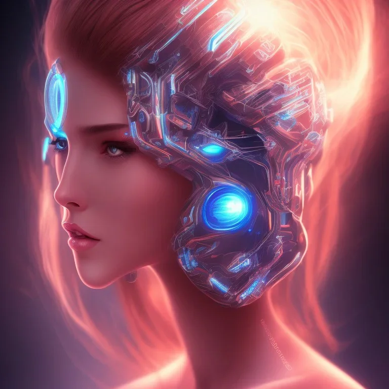 cyberblue, head, women, portrai, tron