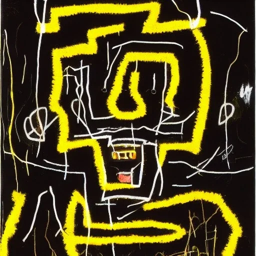 4K painting by Basquiat. Chakras. Sacred geometry. a brain exploding. kintsugi. Chaos. Portrait of a young black woman crying.a mind fracturing.confusion. Tears the colour of oil. Depression seeping out of her eyes nose and mouth like a oil spill Open mouth. Screaming