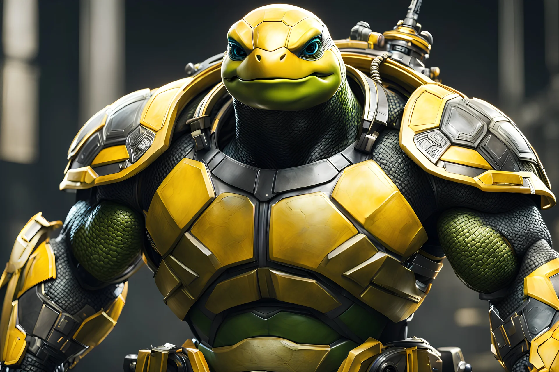 Michelangelo machine in 8k live anime artstyle, Turtles, yellow custom, TMNT them , dynamic pose, intricate details, highly detailed, high details, detailed portrait, masterpiece,ultra detailed, ultra quality