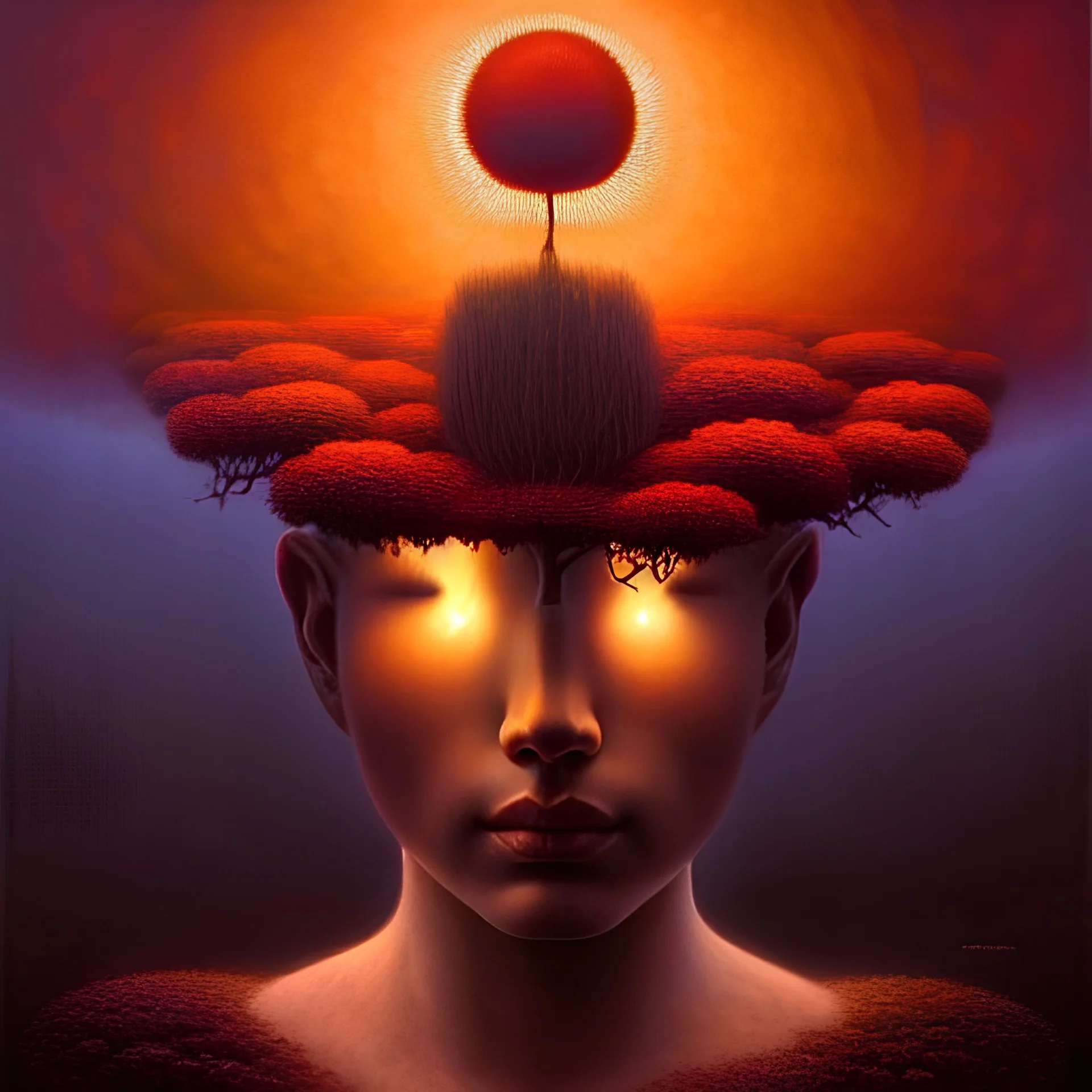 sleeping doe, pomegranate, soul, butterflies. Modifiers: elegant extremely detailed intricate oil on canvas cinematic lighting portrait high definition crisp quality Zdzisław Beksiński dramatic lighting Daniel Merriam naoto hattori