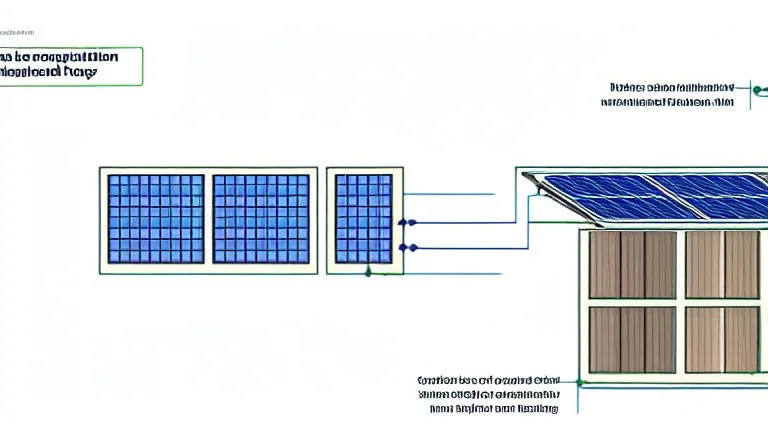 Grid-tied solar installation, detailed diagram illustration