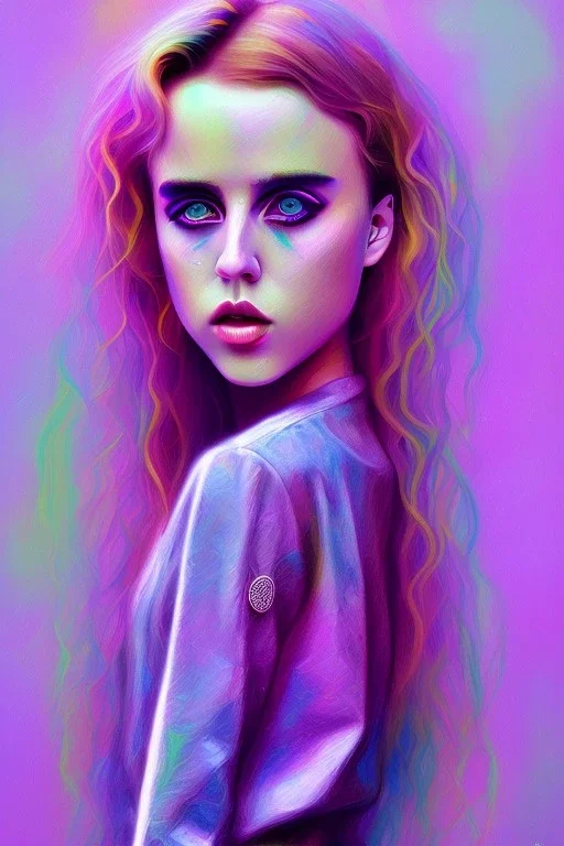 Danish singer MØ face , impressionism Contemporary, purple tones,