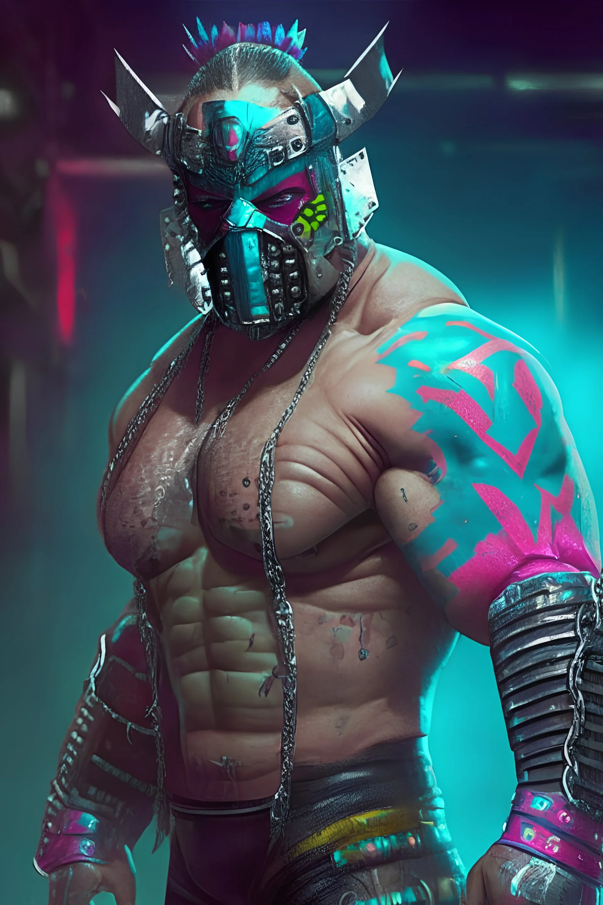 Cyberpunk wrestler luchador