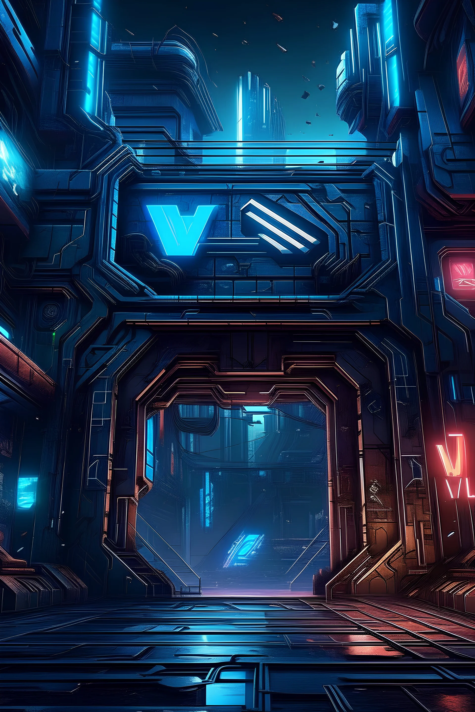 logo W letter games videos ps5 fps cyberpunk style
