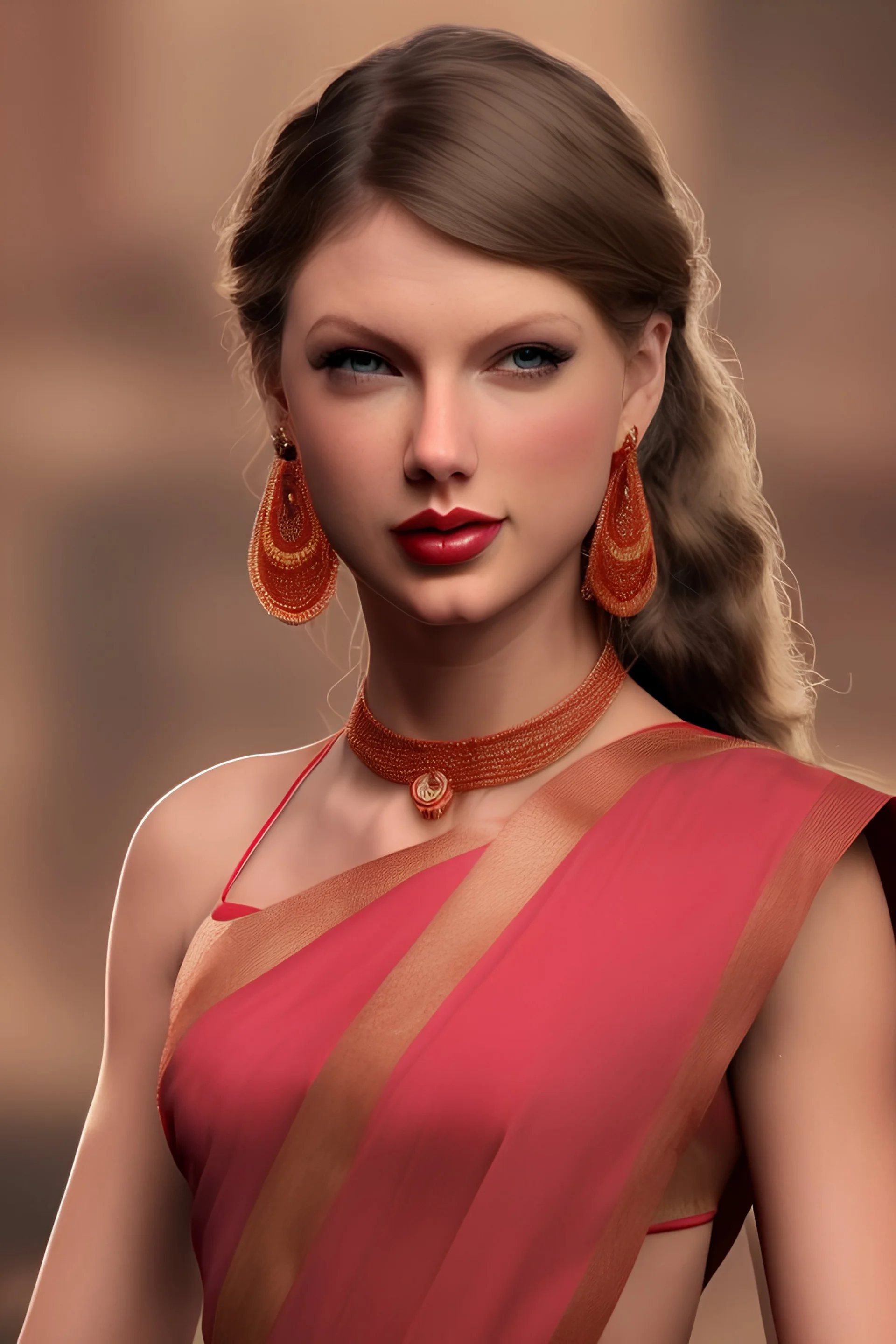 Taylor Swift as Indian god in saree