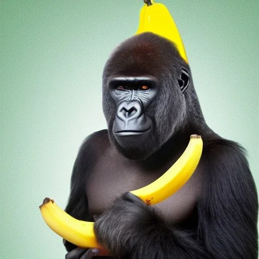 Gorilla wearing a AT&T hat, using a banana as a telephone