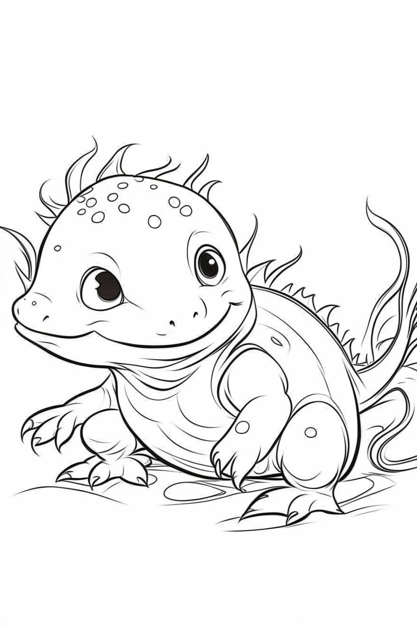 outline art for Axolotl Larva coloring pages with sitch, white background, Sketch style, full body, only use outline, toddlers style, clean line art, white background, no shadows and clear and well outlined.