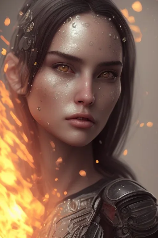 Portrait Gina Ortega face, texture skin,Crystal black eyes, long black hair, wearing The família addams, realistic, 4k, intricate, best quality, fog particles, fire particles, octane render, vray, sword fire, rain