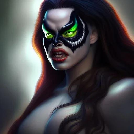 ultra detailed fullbody portrait of beautiful she-venom , extremely detailed digital painting, extremely detailed face,crystal clear eyes, in the style of robert e howard and pablo oliveira and Ken Kelley and Keith Parkinson ,mystical colors,perfectly centered image, perfect composition, rim light, beautiful lighting,8k, stunning scene, raytracing