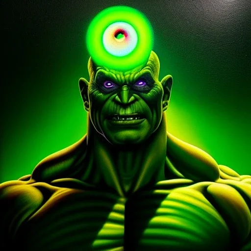 Ultra detailed fullbody Portrait in oil on canvas of Piccolo merges HULK,extremely detailed digital painting, extremely detailed face,crystal clear Big glowing eyes, mystical colors ,perfectly centered image, perfect composition, rim light, beautiful lighting,masterpiece,8k, stunning scene, raytracing, anatomically correct, in the style of robert e howard and Wizyakuza and Ohrai Noriyoshi and Simon Bisley and uncannyknack