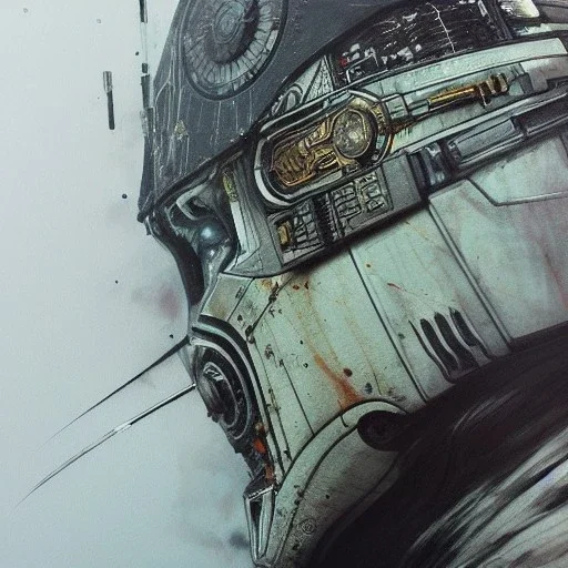 photorealistic luke skywalker helmet with weathered painting , illustration on coarse canvas by <agnes cecile> and <Yoji Shinkawa>, ornate and intricate details , soft smooth lighting, ultra detailed concept art,