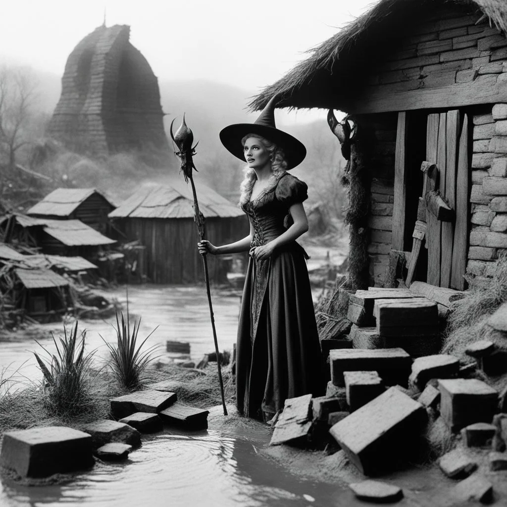 [high res photo by Ray Harryhausen] She lived in a world of magic Possessed by the devil's skew From her shack near the swampland That's made of mud-pie brick Marie stirred her witch's brew
