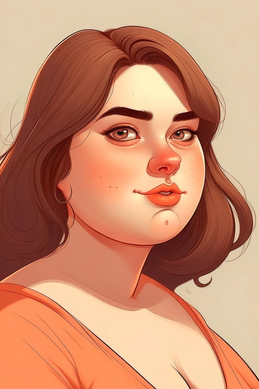 a beautiful woman with plump characterictics