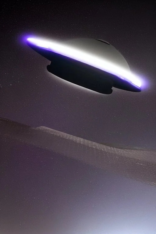 a smooth looking ufo craft with 3 separate lights underneath, full image, rule of thirds