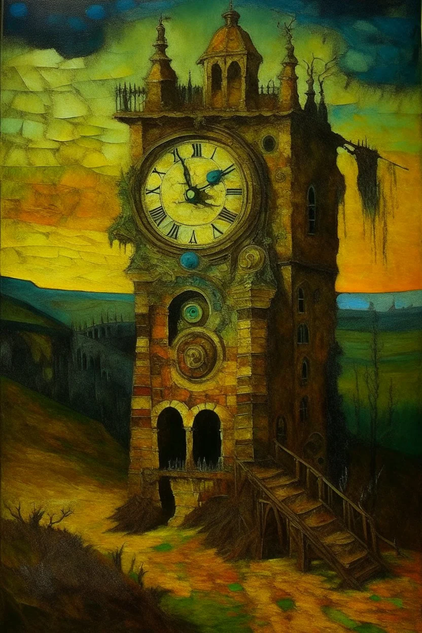 Clockwork castle painted by Vincent van Gogh