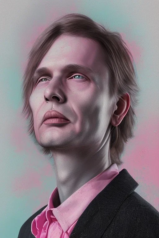 Portrait of Matti Nykänen. colorful. pink.