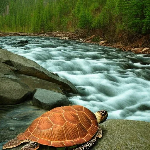 turtle and mountain river