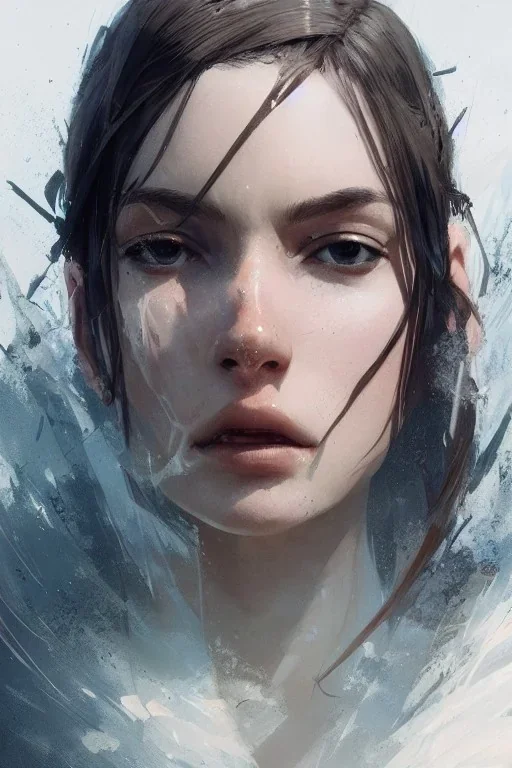 a female portrait, upclose, clear, majestic, flow, illustration, concept art, by Greg Rutkowski, Sung Choi, Mitchell Mohrhauser, Maciej Kuciara, Johnson Ting, WLOP