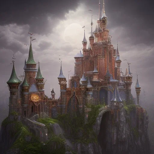 The palace of magic king, huge structure, panoramic view, zoomed out view of the exterior, mysterious, soft lighting, unreal engine 5 volumetric lighting, intricate details, realistic style, 8k resolution