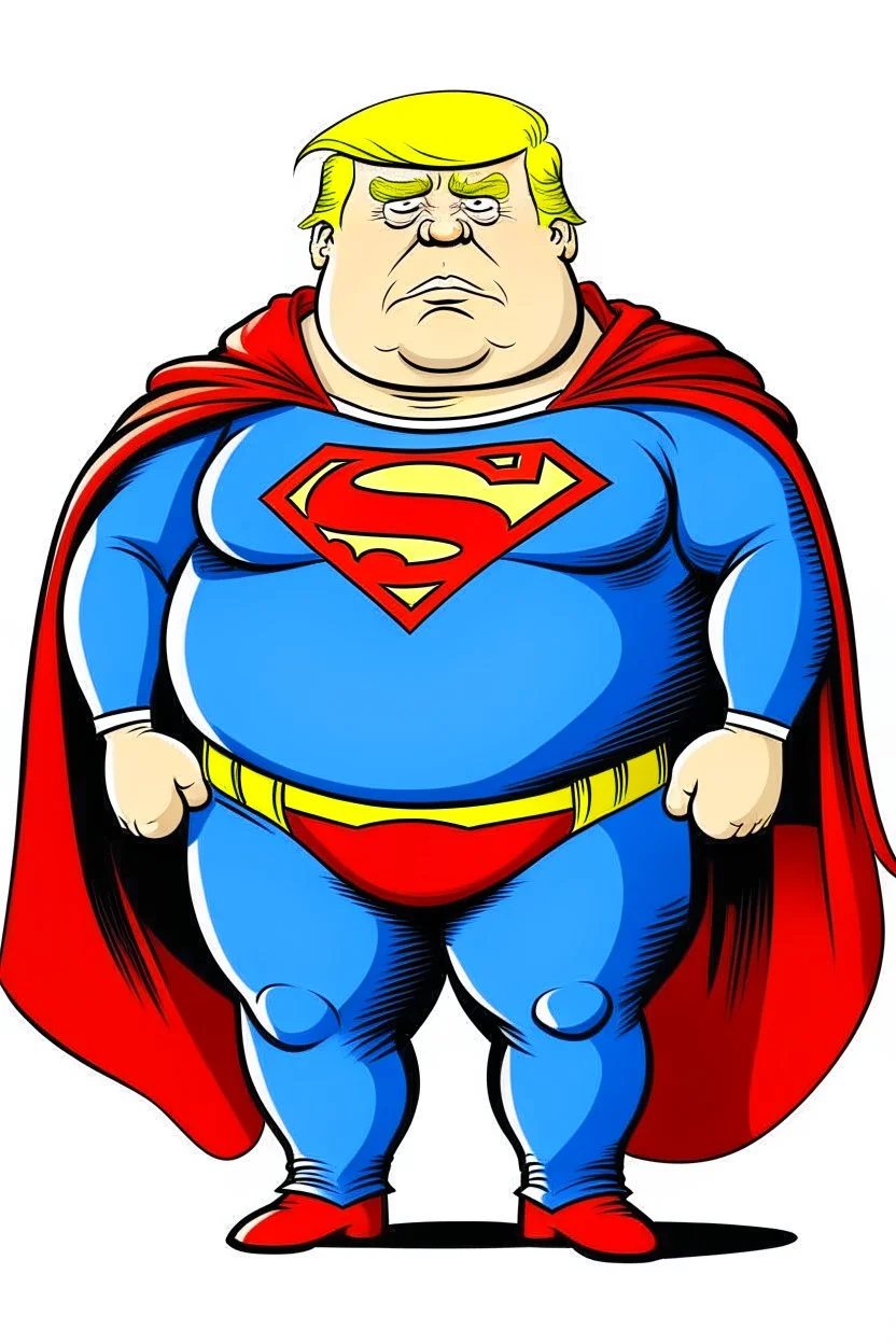 fat superman with donald trump's head